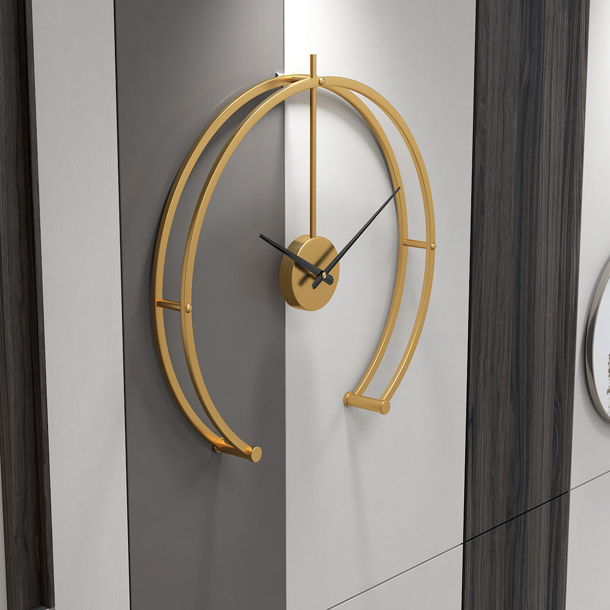 3D halbkreisförmige Metallrahmen Wanduhr in 50 cm