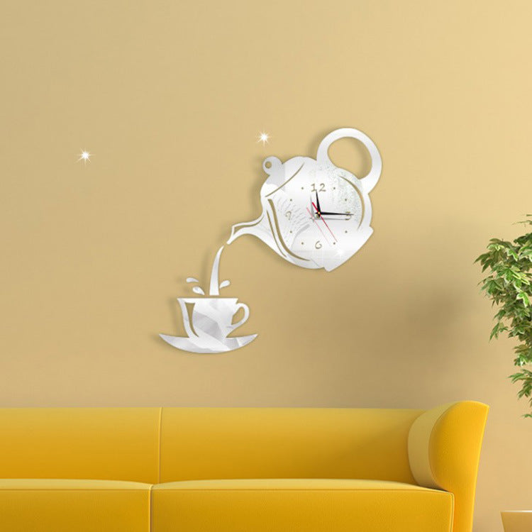 DIY Teekannen Wanduhr Plexiglas Motiv - kein Ticken
