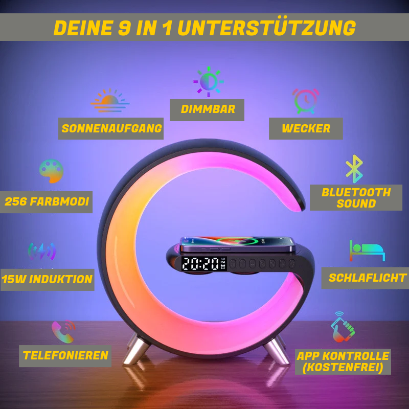 Relaxlight - 9-in-1-Multifunktionsgerät - Lampe - Wecker - Simulation Sonnenaufgang -Bluetooth Lautsprecher