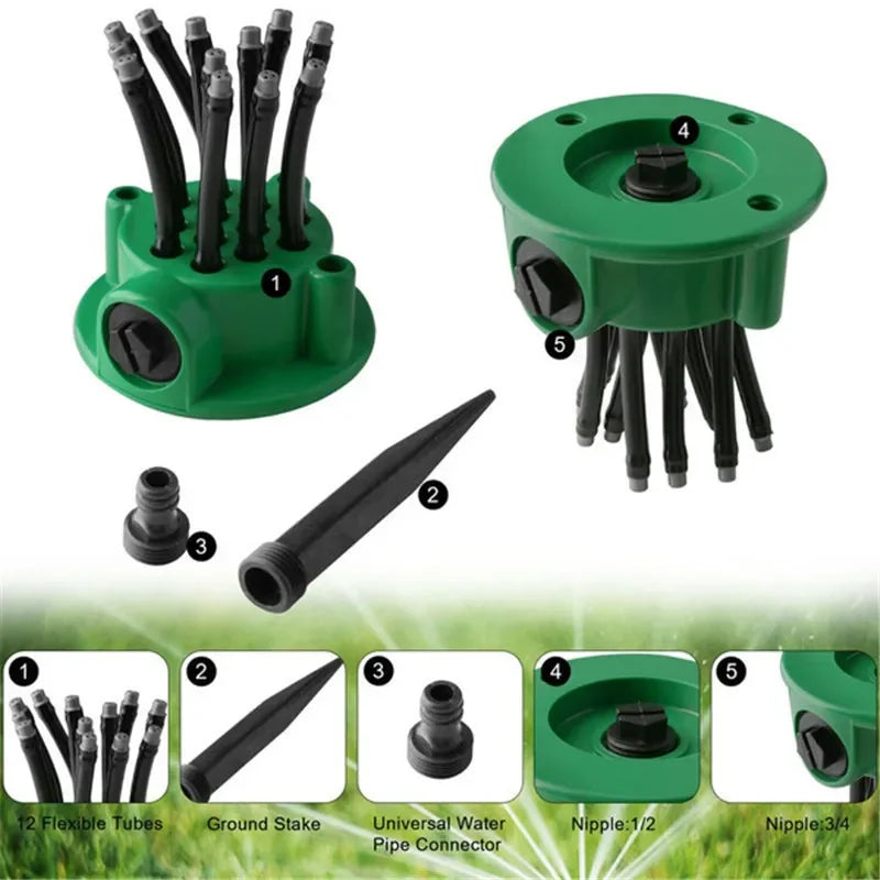 360 Grad Garten Automatische Multi Sprinkler Garten Rasen Sprinkler Dach Kühlung Sprinkler Bewässerung Sprinkler Gartenarbeit Werkzeuge Bauteile
