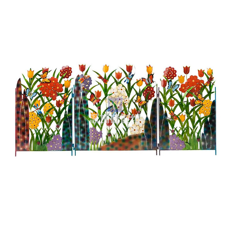 Metallzaun Deko Blumen Schmetterlinge – Garten Terrasse - Detailansicht 8 | BEST-AMBIENCE