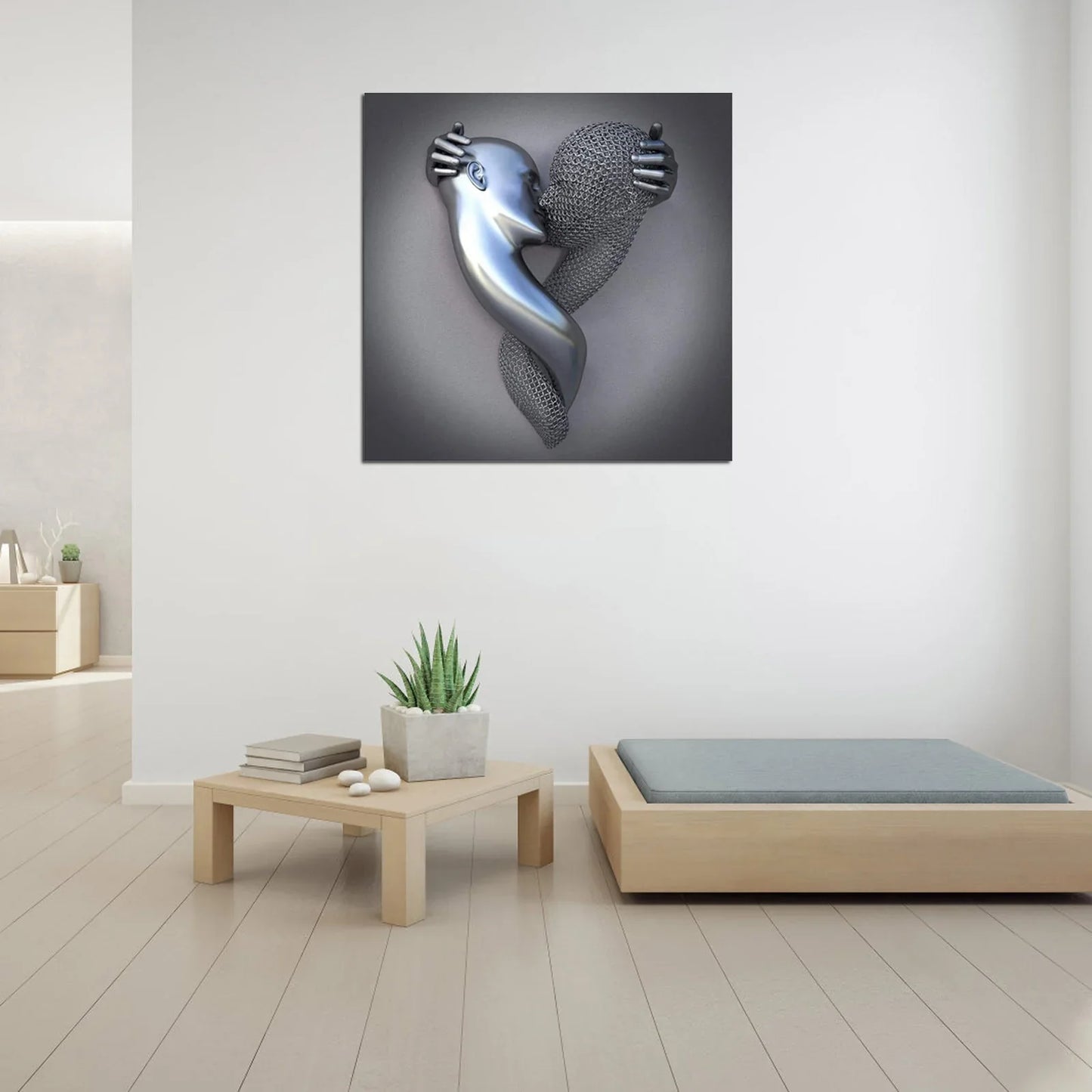 Romantisches Canvas-Bild mit Metallfigur – Moderne Deko in Gold (Ohne Rahmen) | BEST-AMBIENCE