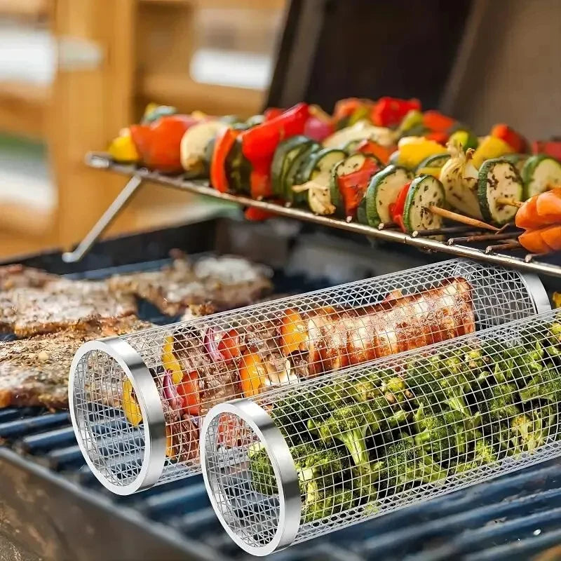 Edelstahl Barbecue Zylinder - perfekt für Gemüse & Meeresfrüchte