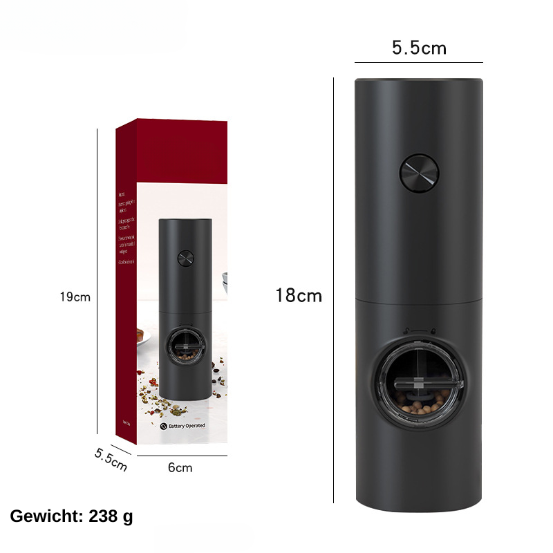 Gewürzmühlen-Set - Akku, Beleuchtung, einstellbare Körnung, größe Öffnung
