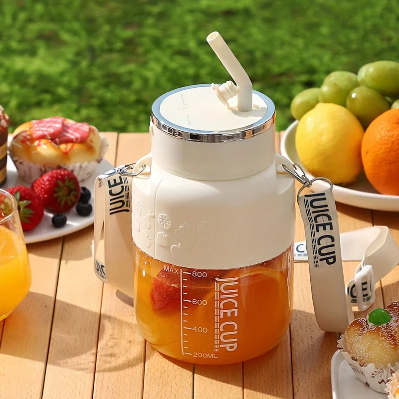 2-in-1 Flaschenmixer mit Trinkhalm – 800ml Shake-Becher für Sport & unterwegs