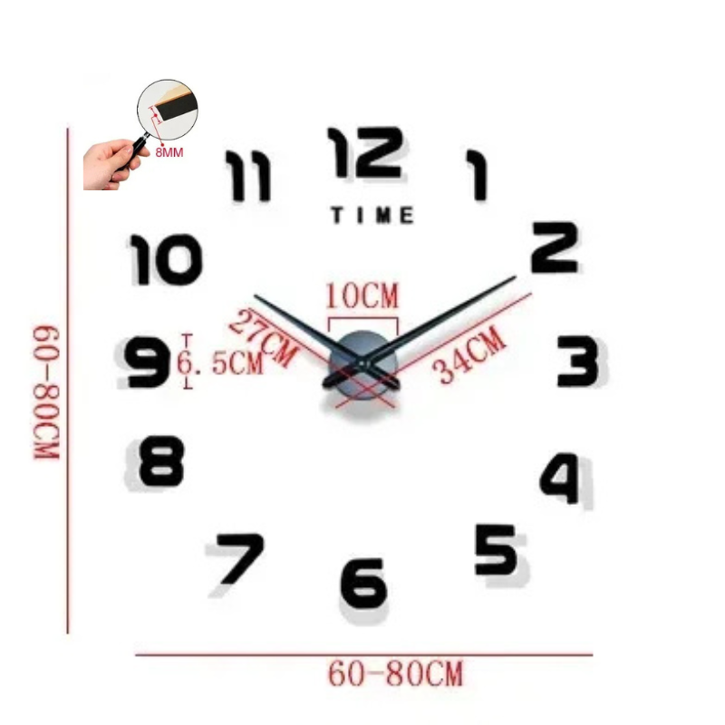 3D-Effekt Wanduhr 60-90cm - nachleuchtend, Lautloses Uhrwerk