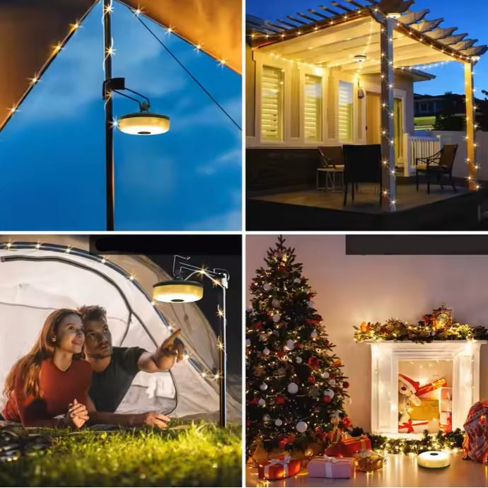 Camping String Lights 10m 33Ft Licht mit Laternen 2 in 1 Design Camping Lichter 2000mAh IPX6 wasserdicht beispiele