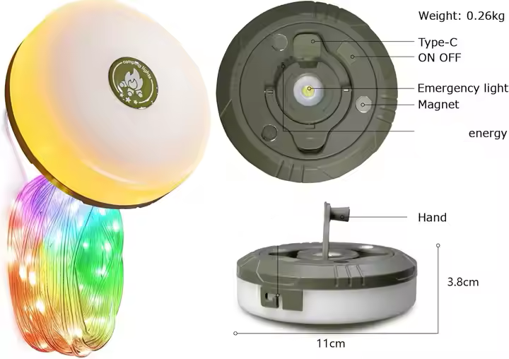Aufrollbare Camping Lichterkette mit Powerbank