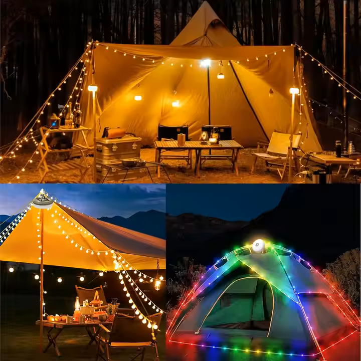 Camping String Lights 10m 33Ft Licht mit Laternen 2 in 1 Design Camping Lichter 2000mAh IPX6 wasserdicht ambiente