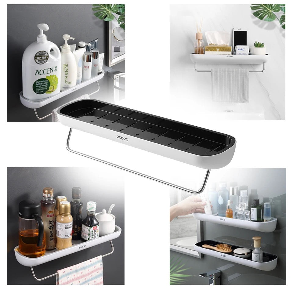 Badezimmer-Organizer ohne Bohren – Wandregal mit Handtuchhalter & Stauraum