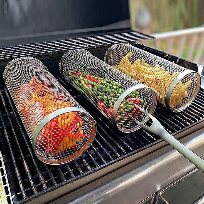 Edelstahl Barbecue Zylinder - perfekt für Gemüse & Meeresfrüchte