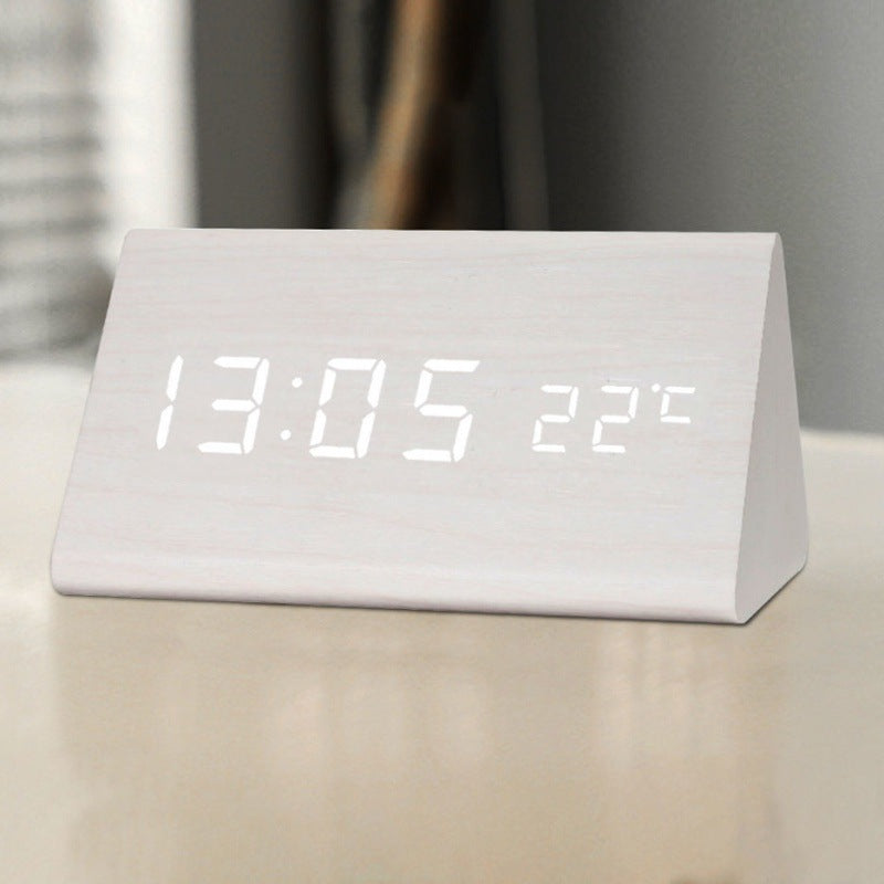 LED-Holzuhr mit Sprach-Aktivierung - Temperatur-Anzeige, blendfreie