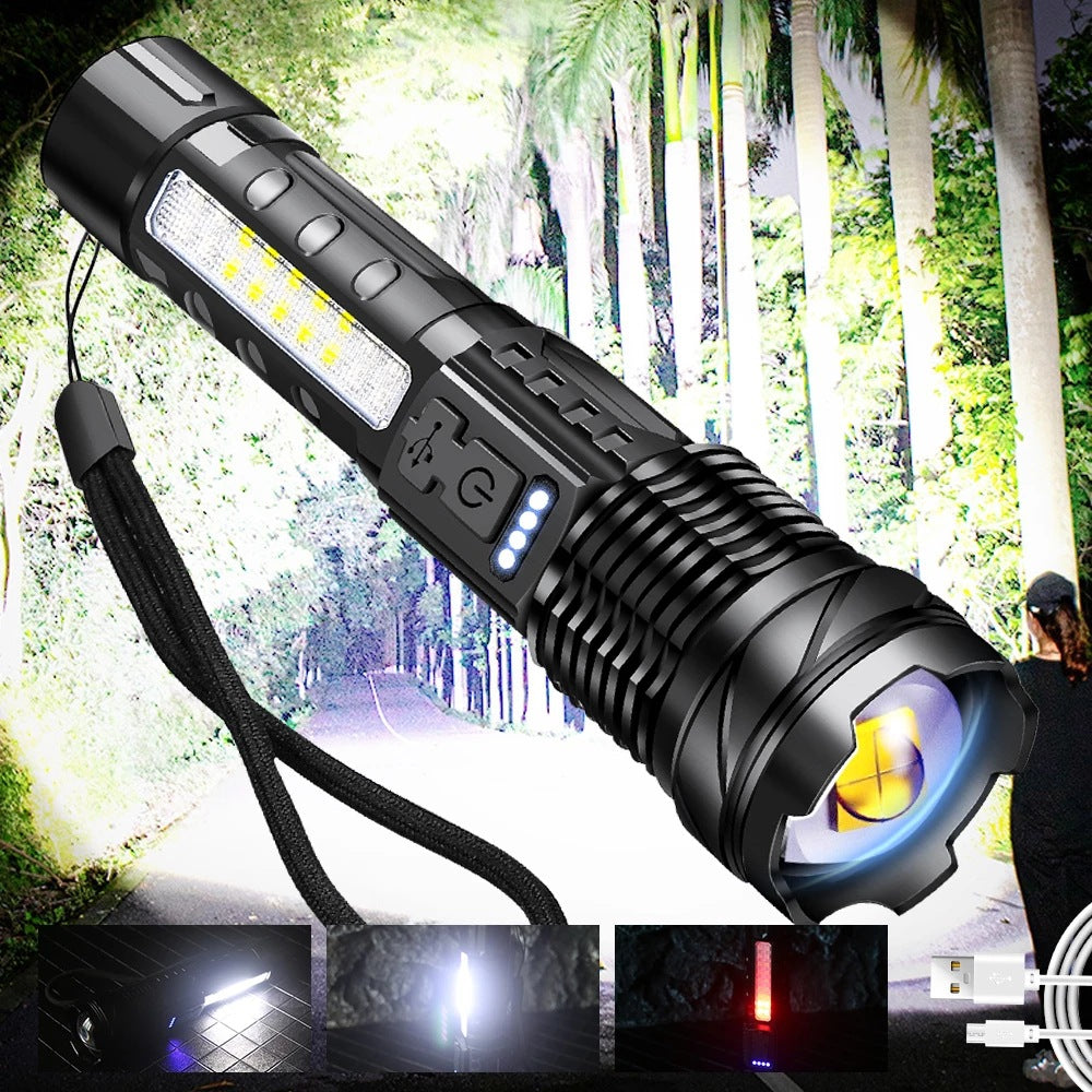 USB-LED-Taschenlampe mit 5 Modi & Fokus-Funktion