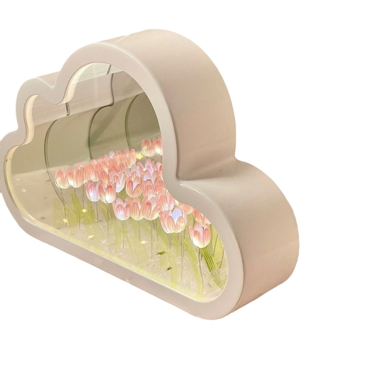 Unendliche Tulpenlampe – LED Deko-Licht mit Spiegel-Effekt & Blumen-Design für stilvolle Räume