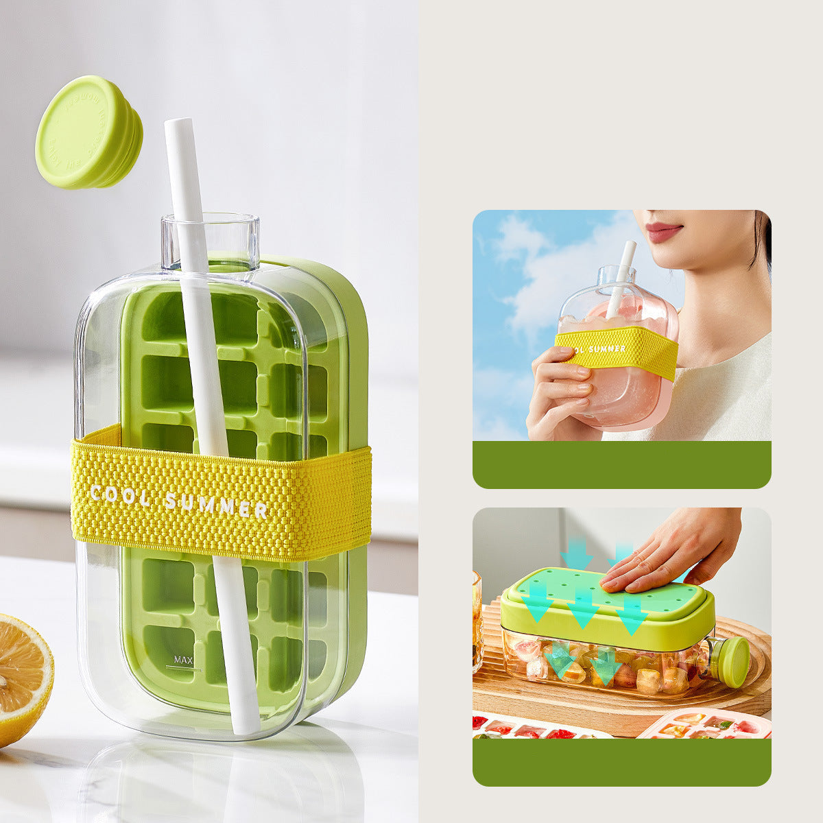 2-in-1 Eiswürfel-Flasche – Kühlende Trinkflasche mit Eiswürfelfunktion
