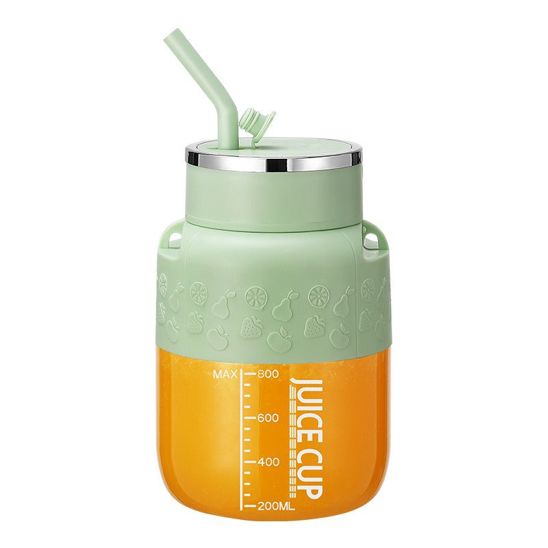2-in-1 Flaschenmixer mit Trinkhalm – 800ml Shake-Becher für Sport & unterwegs