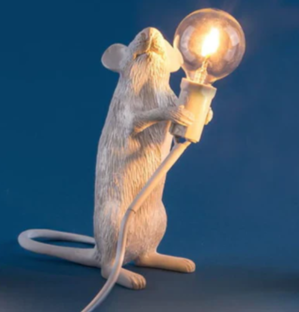 Maus-Tischlampe mit LED – Dekorative Tierlampe als origineller Wohnaccessoire-Blickfang