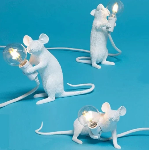 Maus-Tischlampe mit LED – Dekorative Tierlampe als origineller Wohnaccessoire-Blickfang