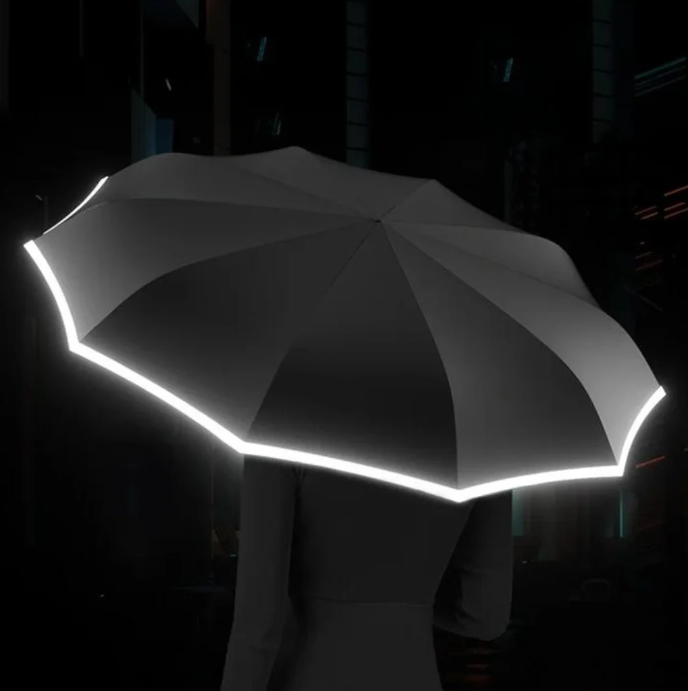 Reflektierender Taschen-Regenschirm – Kompakt, windfest & sicher bei Nacht