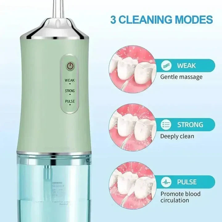 Kabelloser Wasserzahnreiniger – Tragbare Munddusche mit 4 Düsen & USB-Ladung