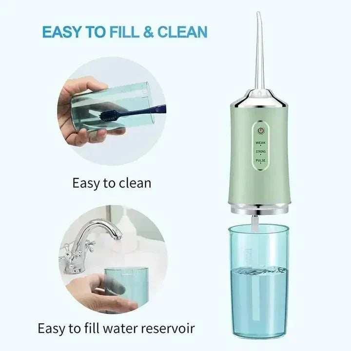 Kabelloser Wasserzahnreiniger – Tragbare Munddusche mit 4 Düsen & USB-Ladung