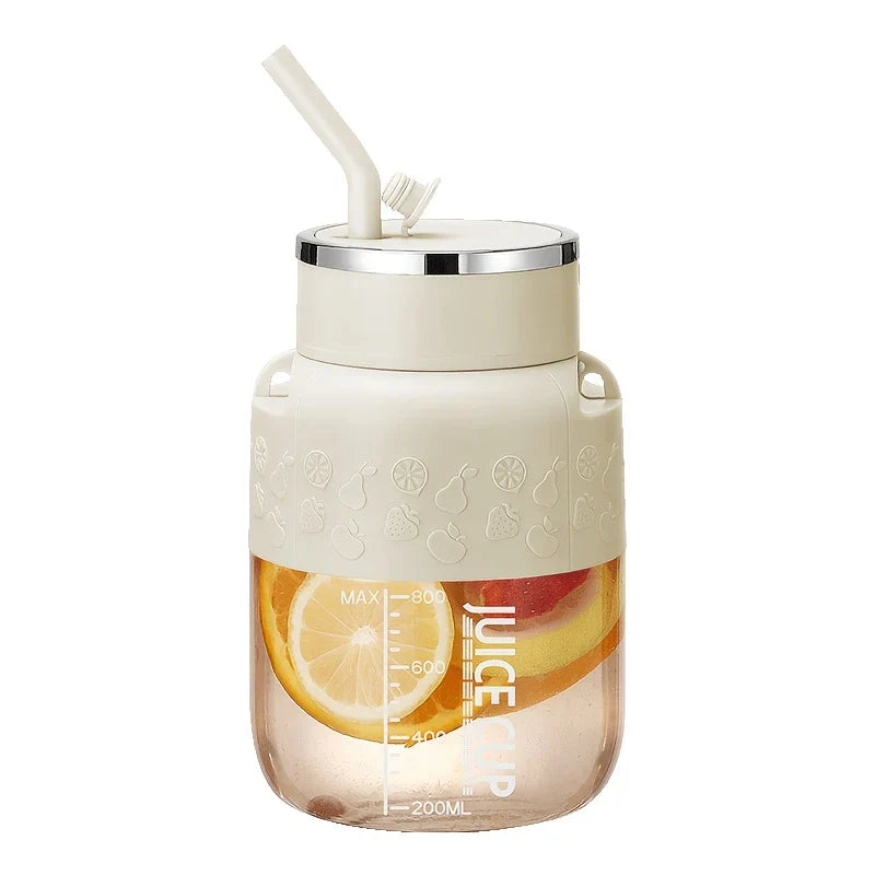 2-in-1 Flaschenmixer mit Trinkhalm – 800ml Shake-Becher für Sport & unterwegs