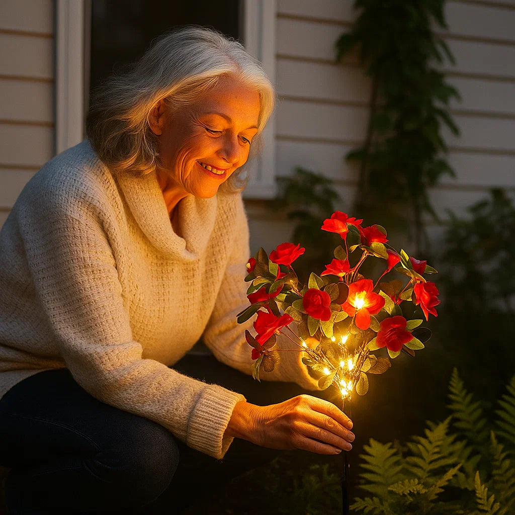 Solar Blumenleuchten – LED Gartenstecker mit warmem Licht