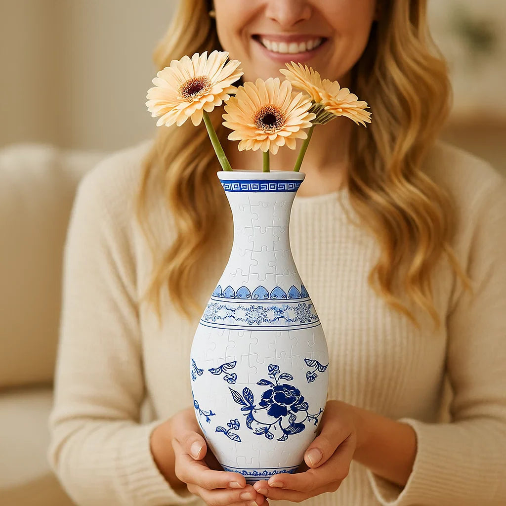 3D-Puzzle-Vase für echte Blumen – dekorativ, stabil & wiederverwendbar