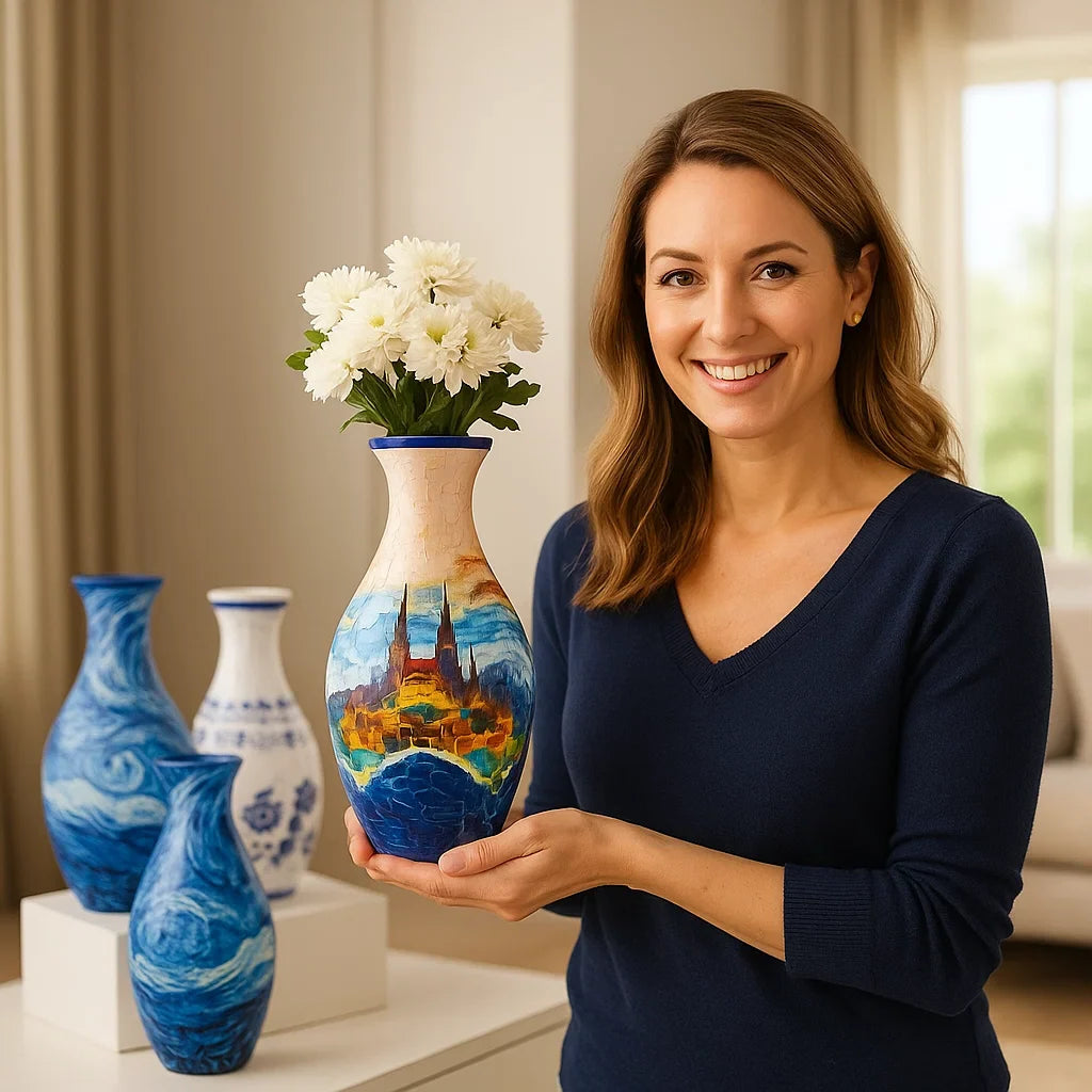 3D-Puzzle-Vase für echte Blumen – dekorativ, stabil & wiederverwendbar
