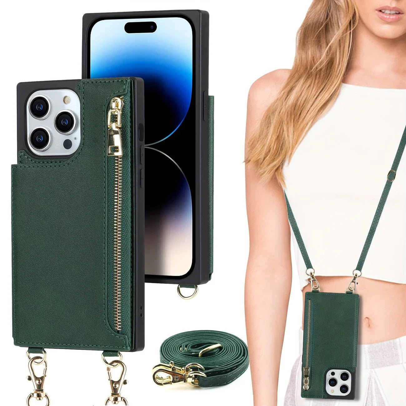 3-in-1 Handyhülle mit Karten- & Münzfach – Umhängetasche aus Leder für Alltag & Reisen