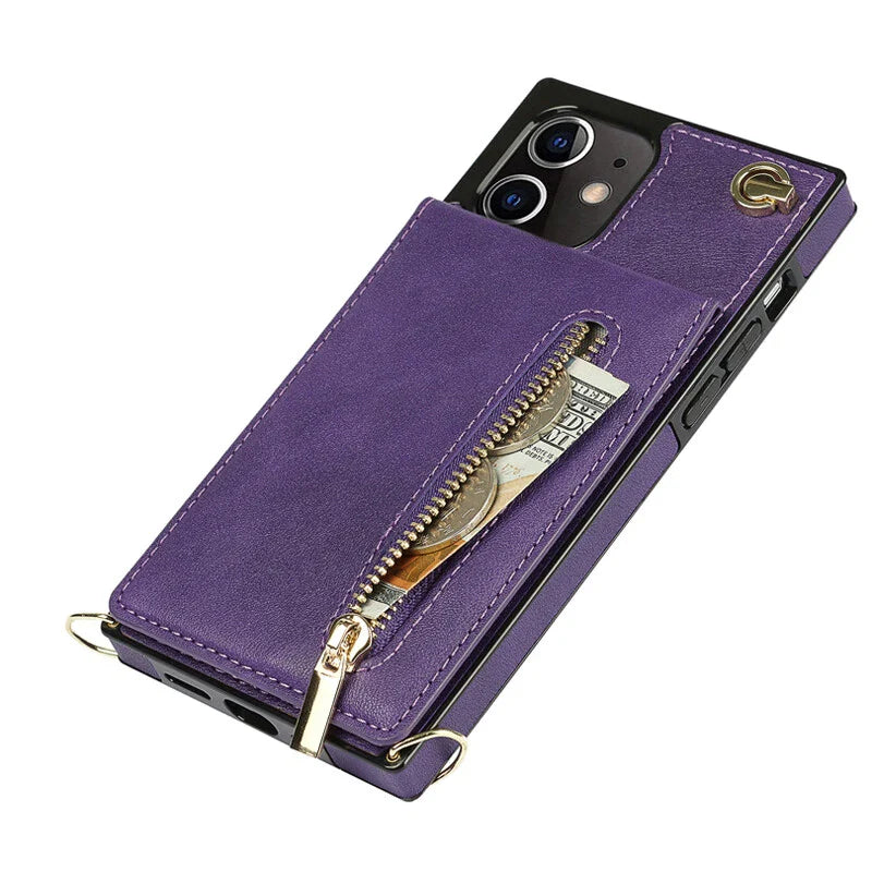 3-in-1 Handyhülle mit Karten- & Münzfach – Umhängetasche aus Leder für Alltag & Reisen