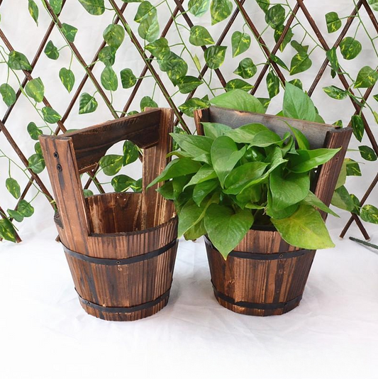 Pflanzkübel Holz Fass-Design – Blumentopf Garten Terrasse