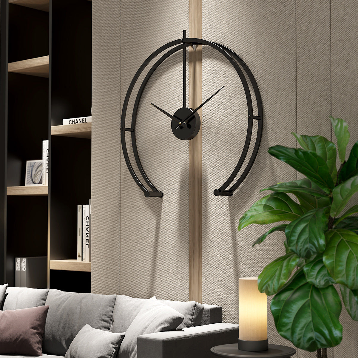3D halbkreisförmige Metallrahmen Wanduhr in 50 cm