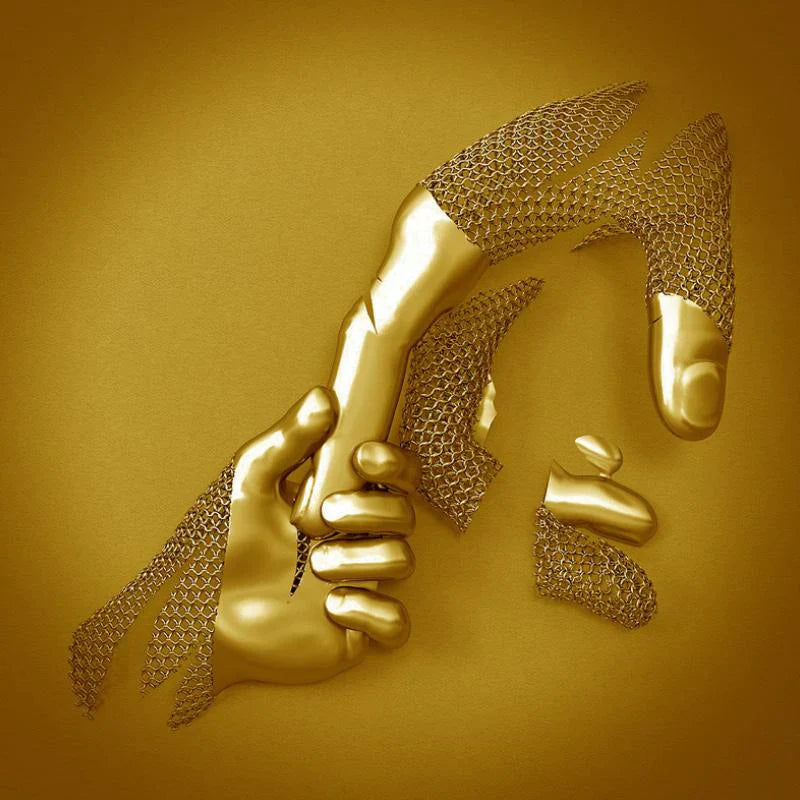 Romantisches Canvas-Bild mit Metallfigur – Moderne Deko in Silbergrau (Ohne Rahmen) | BEST-AMBIENCE