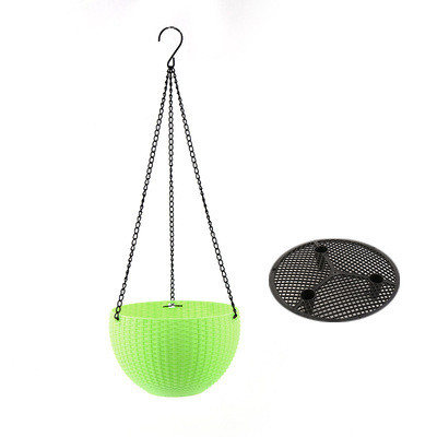 Hängepflanzenkorb geflochten mit Kette – Balkon & Garten in Grün | BEST-AMBIENCE
