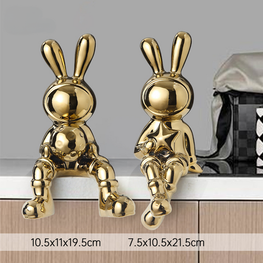 Space Rabbit Keramik Deko-Set - Hase Kunstfigur - Detailansicht 2 | BEST-AMBIENCE