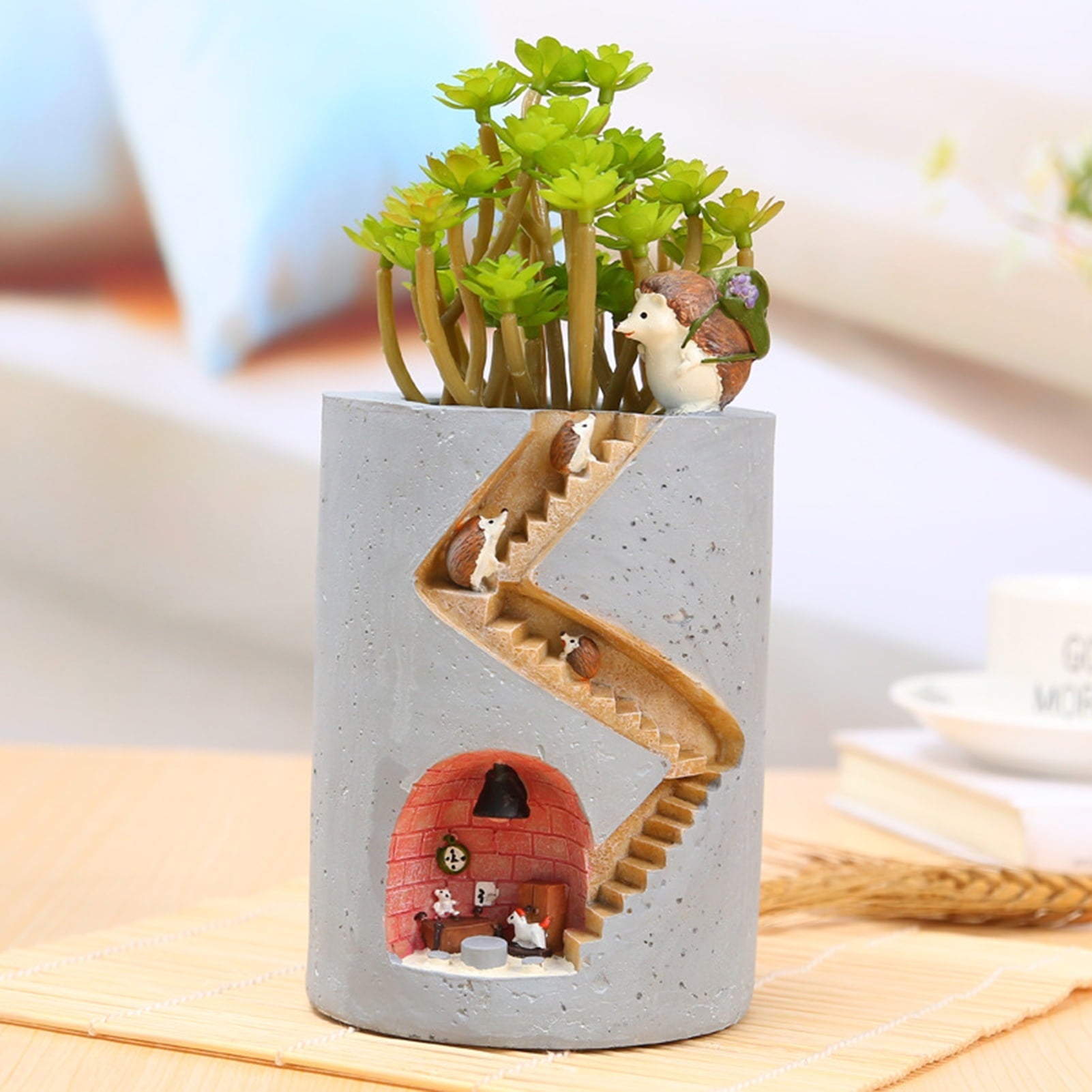 Pflanzentopf mit Igel & Hase – Deko Treppe Garten - Detailansicht 11 | BEST-AMBIENCE