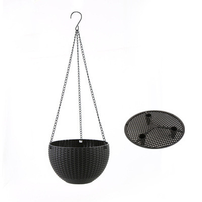 Hängepflanzenkorb geflochten mit Kette – Balkon & Garten in Schwarz | BEST-AMBIENCE