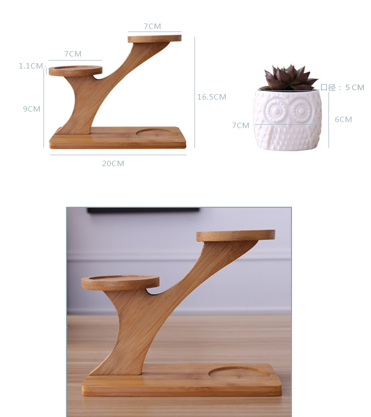 Blumenständer Holz Eulen-Design – Sukkulenten & Zimmerpflanzen - Detailansicht 10 | BEST-AMBIENCE