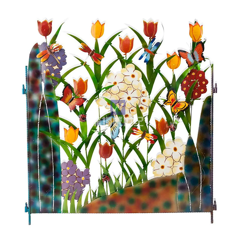 Metallzaun Deko Blumen Schmetterlinge – Garten Terrasse - Detailansicht 6 | BEST-AMBIENCE
