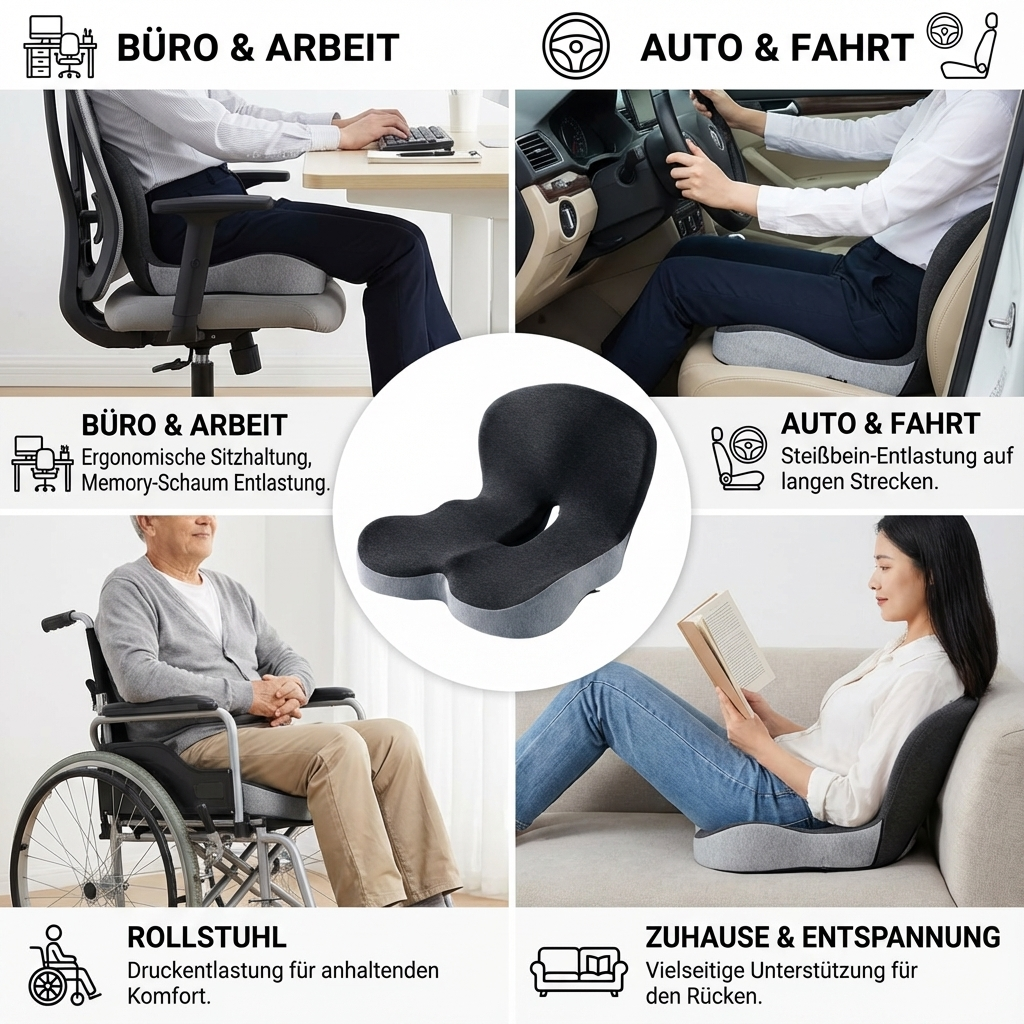 Steißbeinkissen Memory-Schaum – Rücken & Becken entlasten - Detailansicht 5 | BEST-AMBIENCE