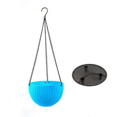 Hängepflanzenkorb geflochten mit Kette – Balkon & Garten in Blau | BEST-AMBIENCE