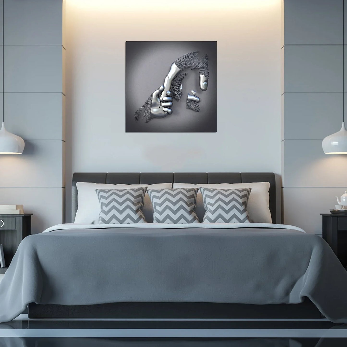 Romantisches Canvas-Bild mit Metallfigur – Moderne Deko – Dekoration | BEST-AMBIENCE