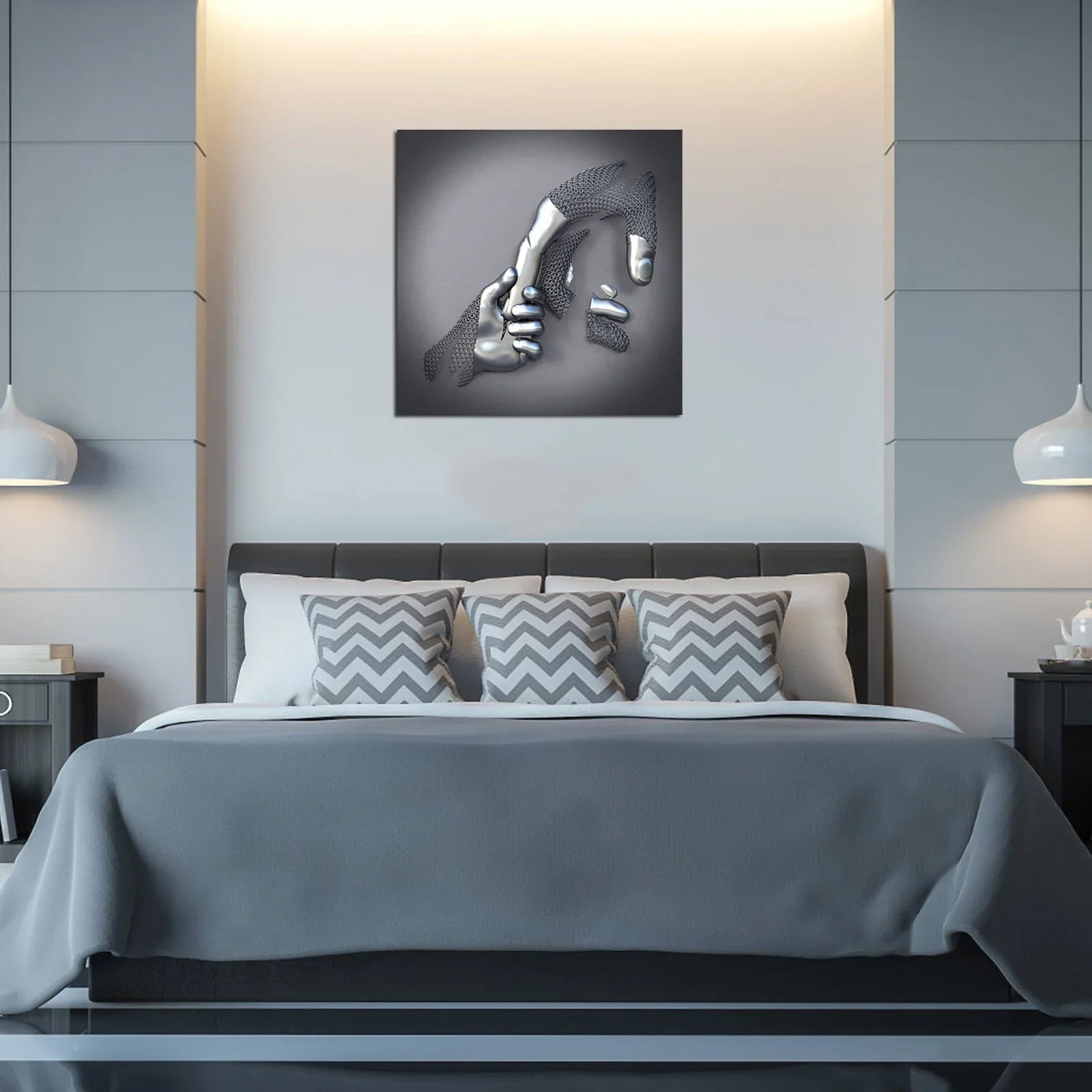 Romantisches Canvas-Bild mit Metallfigur – Moderne Deko – Dekoration | BEST-AMBIENCE