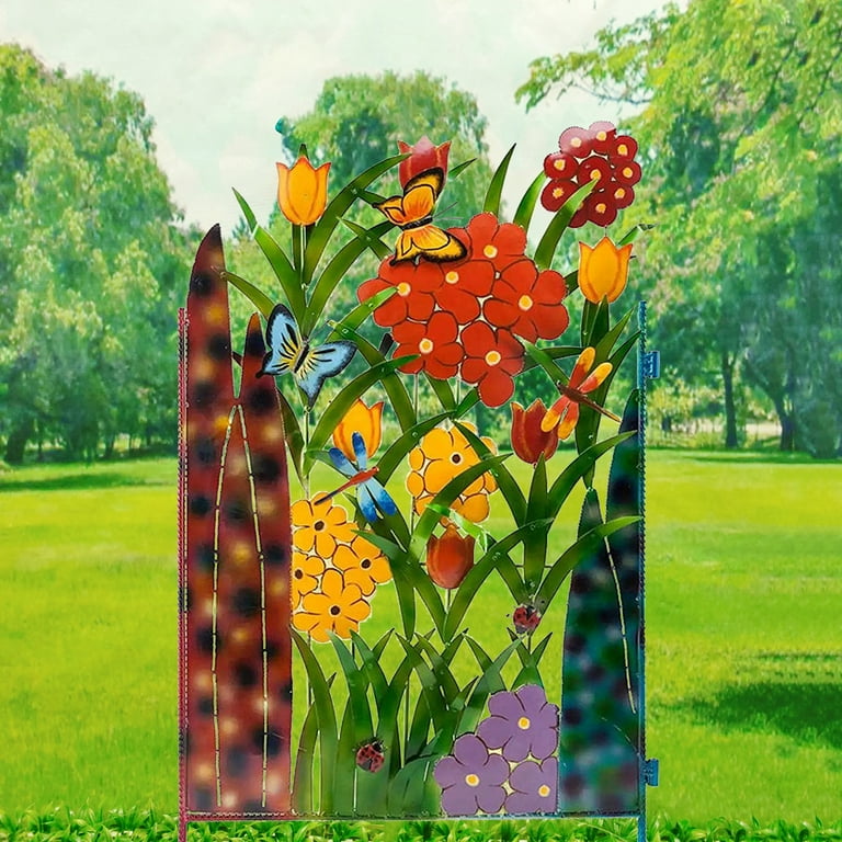 Metallzaun Deko Blumen Schmetterlinge – Garten Terrasse - Garten & Outdoor | BEST-AMBIENCE