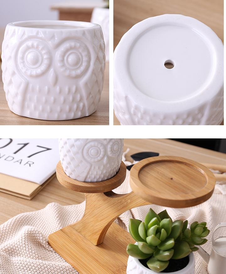Blumenständer Holz Eulen-Design – Sukkulenten & Zimmerpflanzen - Detailansicht 6 | BEST-AMBIENCE