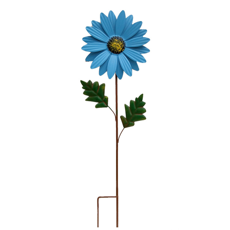 Metall-Blumenstecker Sonnenblume bunt – Gartendeko in Blau | BEST-AMBIENCE