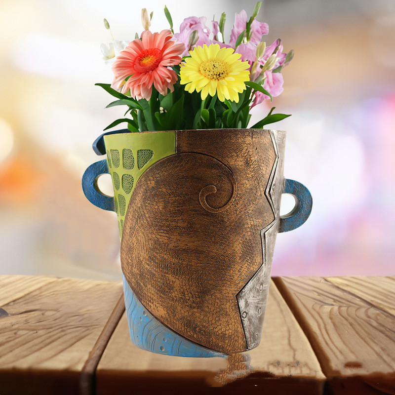Gesichts-Blumentopf bunt – Kreative Deko Garten & Haus – Detailansicht 5 | BEST-AMBIENCE