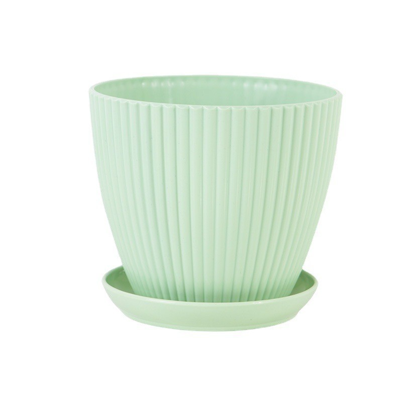 Pflanztopf mit Rillen & Untersetzer – Kunststoff, stabil in S 150 Kaliber 15 Höhe 13cm | BEST-AMBIENCE