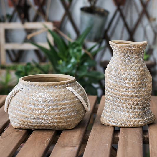 Blumentopf Keramik mit Seilgriffen – Deko Pflanztopf - Detailansicht 2 | BEST-AMBIENCE